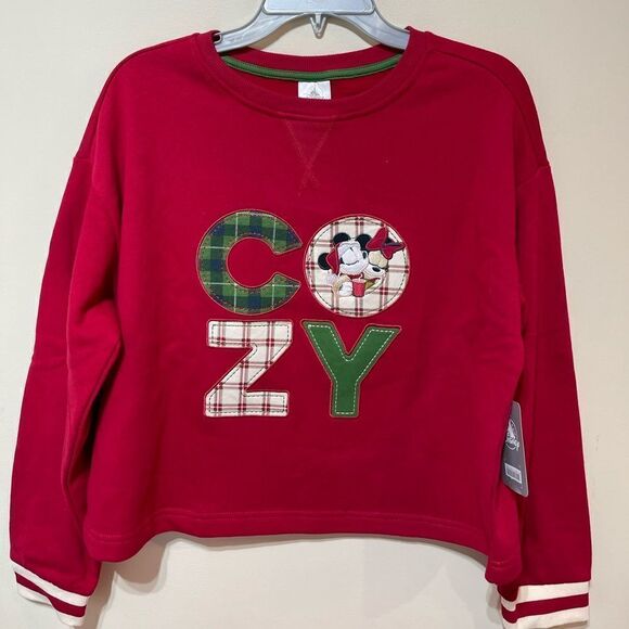 Disney Mickey and Minnie Mouse Holiday Pullover Sweatshirt- size M NWT - Picture 3 of 11